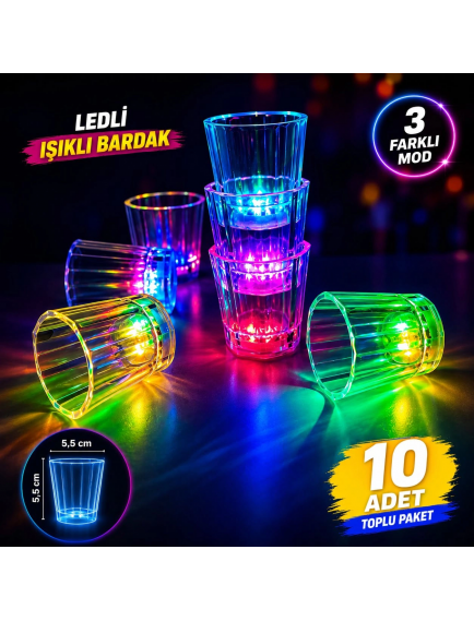 10'lu Led Işıklı Parti Bardağı Seti