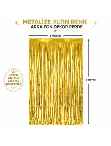 Gold Metalize Parti Perdesi 100x200 Cm – Kapı Ve Arka Fon Perdesi