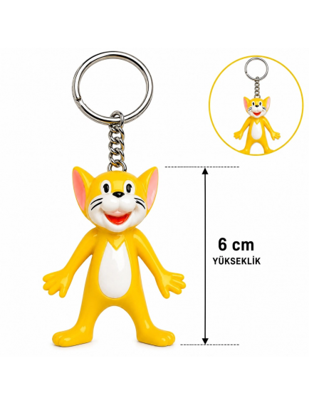 Sevimli Sarı Kedi Figürlü Anahtarlık 6 Cm