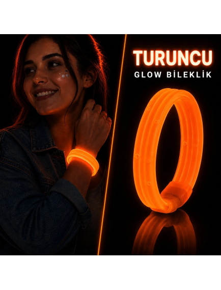 Turuncu Kalın Glow Bileklik – Kırılarak Yanan Parti Ve Festival Bilekliği