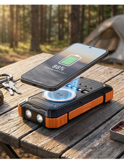20000 mAh Powerbank Güneş Enerjili Kablosuz Şarj Hızlı Şarj Taşınabilir Batarya